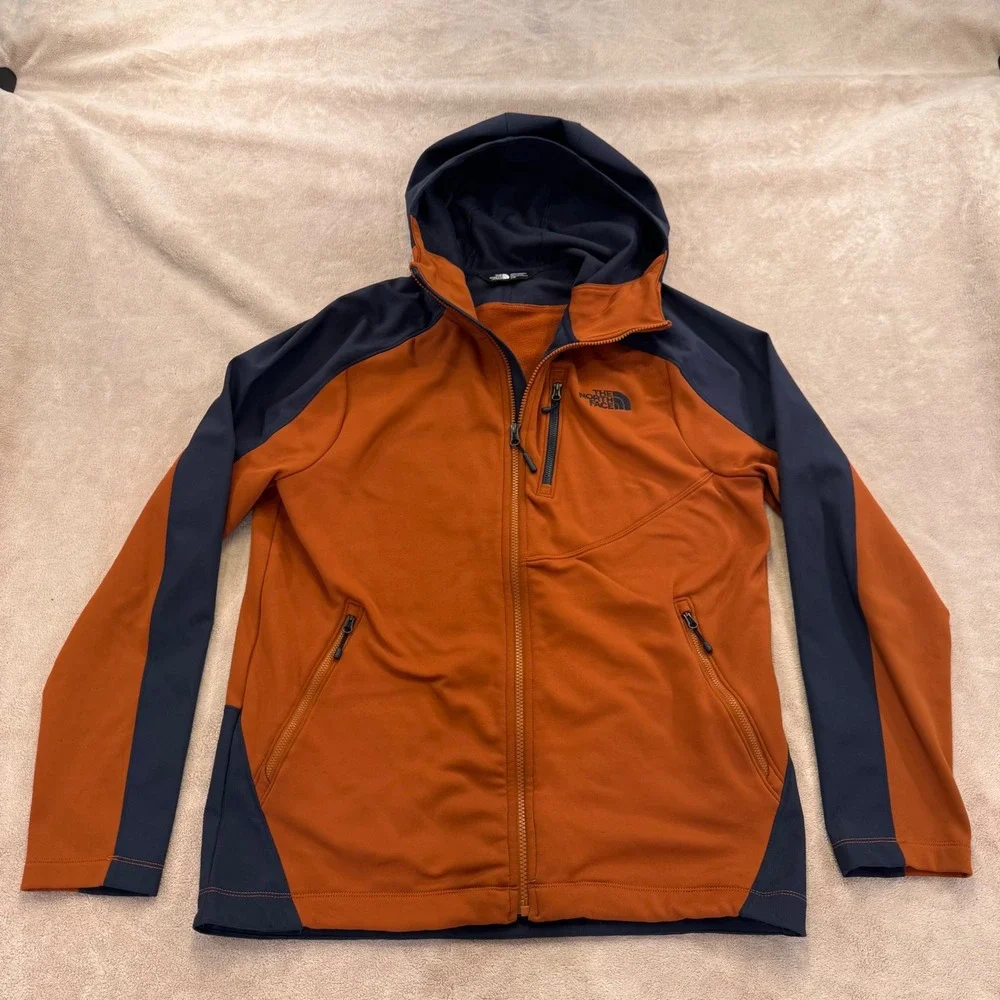 North Face Tenacious Hybrid Hoodie Softshell Orange Navy Gorpcore Outdoor Sz L